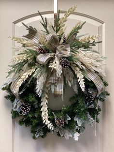 a wreath hanging on the front door