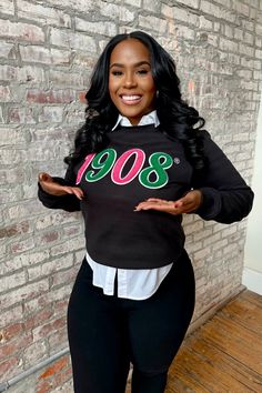 Pink/Green 1908 Chenille Sweatshirt – My Greek Boutique Alpha Kappa Alpha Jackets, Chenille Sweatshirt, Aka Apparel, Aka Sorority Gifts, Homecoming Outfit, Sorority Sweatshirts, Homecoming Outfits, Buy Shirts, Alpha Kappa Alpha