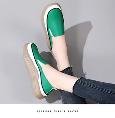 Xajzpa - Women Flats Loafers Breathable Moccasins Female Boat Shoes Fa – xajzpa Green Flat Heel Slip-ons For Spring, Green Flats With Rubber Sole And Round Toe, Casual Green Closed Toe Slip-ons, Comfortable Green Slip-on Sneakers With Round Toe, Green Comfortable Flats With Round Toe, Casual Summer Platform Loafers, Casual Summer Platform Loafers With Round Toe, Summer Leather Flat Slip-on Sneakers, Comfortable Green Slip-on Flats