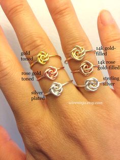 Rose Ring Rose Gold 14K Gold-Filled /Sterling Silver Wire Wire Jewelry Rings, Diy Jewelry Rings, Dainty Rose, Bijoux Fil Aluminium, Love Girlfriend, Diy Wire Jewelry, Rose Ring, Diy Rings, Ring Rose Gold