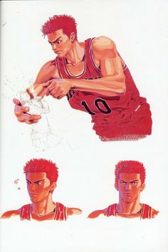 an artist's rendering of a basketball player with red hair