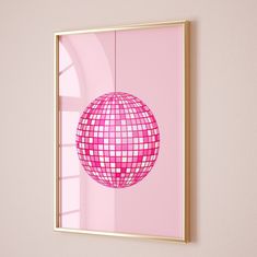 Pink Disco Ball Wall Print, A4/A3 Unframed Card Art Print Prints are printed on Matte White Card 300gsm Please note Prints are sold unframed. Colours may slightly vary from what you see on your screen due to monitor settings. Prints are posted in non-bendable envelopes. Pink Aesthetic Home, Disco Ball Wall, Pink Disco Ball, Room Decor Pink, Preppy Kids, Pink Disco, Living Room Themes, Room Theme, Pinterest Contest