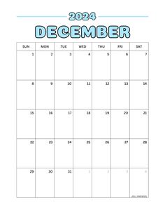 Cute December 2024 printable calendar template! This cute calendar + more colorful calendar designs are in the blog post. Just pick your favorite one, save it and print! | jellymemos.com Printable Calendar Design, Colorful Calendar, 2024 Printable Calendar, 2024 Calendar Printable, 2024 Printable, Free Monthly Calendar, Teaching Binder, Vertical Calendar, Calendar Designs