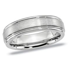 men's wedding band in white gold with satin finish and high polished edges, 6mm width