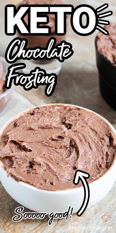 keto chocolate frosting in a white bowl