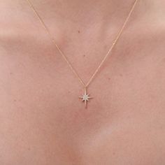 This 14K gold North Star necklace is designed carefully to brighten your neck. It is suitable for everyday use as well as for your special days. Can be a perfect gift with its stylish and ambitious look. North Star jewelry symbolize the idea of finding one's way in life, both in a physical and metaphorical sense. It's a reminder that even when things seem uncertain, there's always a way to find one's path. The North Star has been used for centuries as a navigational tool, always pointing north. North Star Necklace Gold, 14k Gold Starburst Jewelry Gift, 14k Gold Starburst Jewelry As Gift, 14k Gold Starburst Jewelry For Gift, Yellow Gold Starburst Necklace As Gift, Yellow Gold Starburst Necklace For Gift, Gold Star Jewelry For Christmas, Starburst Fine Jewelry Necklace As Gift, Starburst Fine Jewelry Necklace For Gift