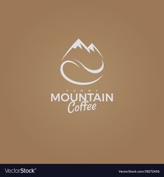 a mountain coffee logo on a brown background