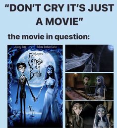 the corpse bride movie poster is shown in three different pictures, with caption below