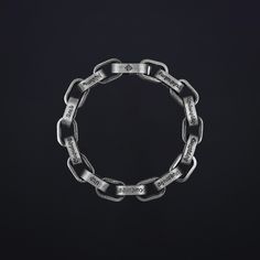 "Arjeqner" – a robust chunky chain bracelet, an embodiment of the national values held dear by Armenian men. Stamped with symbols reflecting strength, honor, and loyalty, this bracelet pays homage to those who stand as protectors and champions, fiercely devoted to both family and motherland. "Arjeqner" is not just a bracelet; it's a statement of resilience and love, proudly worn by those who cherish their heritage and carry their values with unwavering pride. Metal Link Bracelets With Engraving, Engraved Metal Link Bracelets, Modern Link Jewelry For Streetwear, Silver Chain Bracelet For Streetwear, Engraved Metal Chain Link Bracelet, Modern Engraved Link Chain Bracelet, Armenian Men, Bespoke Jewellery, A Bracelet