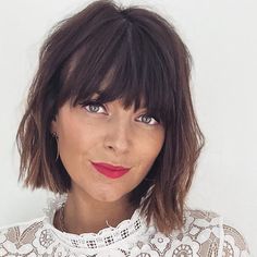 Mid Bob With Fringe, Brunette Mid Length Hair With Fringe, Brunette Bob With Bangs, Chin Length Hair, Edgy Short Hair, Mom Hairstyles, Fringe Hairstyles