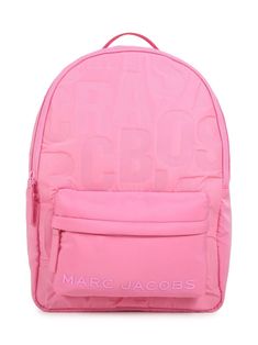 rose pink mesh panelling debossed logo to the front rubberised logo detail all-around zip fastening two padded adjustable shoulder straps single top handle front zip-fastening pouch pocket main compartment Marc Jacobs Backpack, Marc Jacob Backpack, Marc Jacobs Logo, Monogram Backpack, Embossed Fabric, American Fashion Designers, Kenzo Kids, Marc Jacobs Bag, Pink Backpack