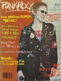 the cover of punk rock magazine with an image of a man wearing sunglasses and a jacket