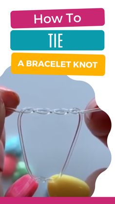 a person is holding a piece of wire with the words how to tie an abracelet knot on it