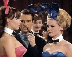 Hugh Hefner surrounded by bunnies, late 1950's Hugh Hefner, Sigourney Weaver, Kevin Spacey, Photo Store, Paul Newman, Vintage Bunny, Cary Grant