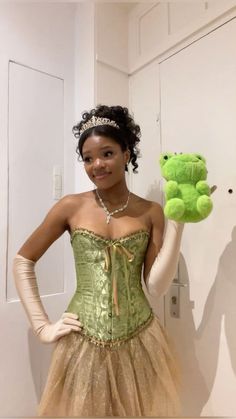 disney costumes, halloween costumes, halloween disney costumes, halloween 2024 Princess Tiana Corset Costume, Tina And Lottie Costume, Tiana Costume Woman, Princess Frog Costume, Princess Tiana Corset, Halloween Costume Princess Tiana, Halloween Costumes Princess And The Frog, Princess And The Frog Group Costume, Tiana Hoco Dress