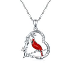 PRICES MAY VARY. 💖Desgin💖 -- Legend has it that when you see a Cardinal appear, a loved one is near.This Red Cardinal remembrance necklace is a lovely way to express your love for you your missed ones. 💖Material💖 -- Red Cardinal necklace is made of 925 sterling silver with sparkle Cubic Zirconia. The engraved words“I am always with you” in silver cardinal jewelry. Nickel-free, lead-free and hypoallergenic. Comfortable for daily wear, be safe for skin. 💖Size💖 -- Heart Cardinal Pendant: 0.9* Cardinal Jewelry, Cardinal Necklace, Panda Dog, Cow Cat, Remembrance Necklaces, Necklace Packaging, Silver Horse, Dragonfly Necklace, College Gifts