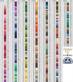 the color chart for each type of thread