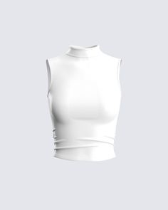 Look good no matter where you go in this white tank top 😌 Constructed from comfy jersey fabric complete with a cropped, fitted style, and a mock neck - this top is the epitome of versatility 🤍 Fitted White Top, White Fancy Top, White Cropped Tank Top, White Tank Tops, Top Tank, White Fitted Top, Farfetch Tops, White Crop Tops, Tank Top White