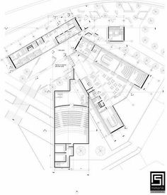 an architectural drawing shows the floor plan for a building with multiple levels and areas that are connected to each other