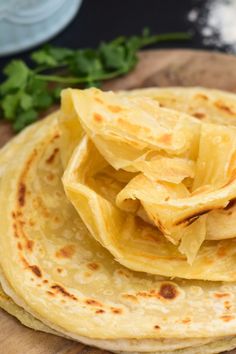 three tortillas stacked on top of each other