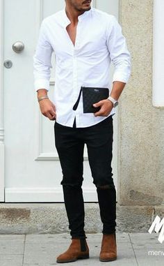 Cambio blanco Mens Fashion Smart, Outfit Jeans, Mode Casual, Man Fashion, Man Style