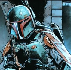 the boba fett from star wars is sitting down