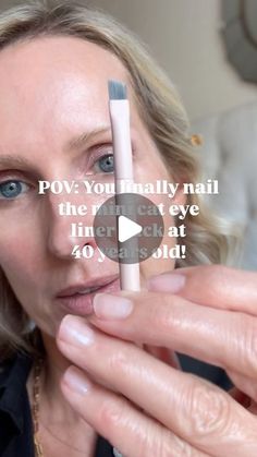 Kirsten Brusse | Over 40 Makeup Tips on Instagram: "The EASIEST little cat eye for women over 40 ⤵️⤵️⤵️

✅ Comment with LINKS for the brush and the eye shadow pallet I love! 

Send this to an over 40 bestie who struggles with eyeliner 🩷

Sharing my little eyeliner hack for an easy little  cat eye for women over 40 with mature skin! 

Give it a go and let me know what you think. ❤️

.
.
.
.
Here are those terms as hashtags:

#BeautyOver40
#Over40Beauty
#WomenOver40
#Over40Women
#EasyMakeupTips
#EasyMakeupLooks
#EasyMakeupTutorial
#EasyMakeupTutorials
#Midlife
#MidlifeWomen
#MidlifeBlogger
#MidlifeInfluencer
#MidlifeInfluencers
#Annapolis
#MarylandBlogger
#Over40Beauty
#MakeupOver40
#Over40Makeup" Beginners Eye Makeup, Cat Eyeliner