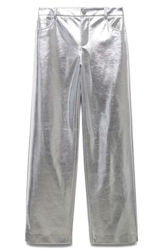 Silver Trousers, Mango Trousers, Silver Pants, Metallic Jeans, Jean Straight, Italian Fashion Designers, Kids Pants, Tweed Jacket, Leather Sneakers