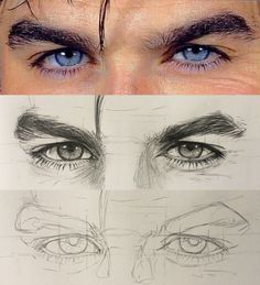 an image of the eyes and eyebrows of a man's face with different angles