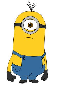 a cartoon minion with glasses and overalls