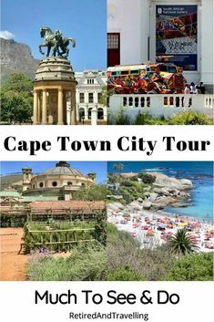 the cape town city tour is shown in three different pictures with text overlaying it