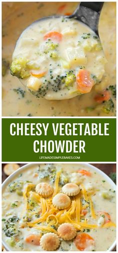 broccoli cheesy vegetable chowder in a white bowl