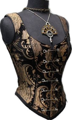 Gold Corset, Black Tapestry, Steampunk Dress, Womens Costumes, Gold Outfit, Corset Fashion, Victorian Clothing, Steampunk Clothing, Dieselpunk