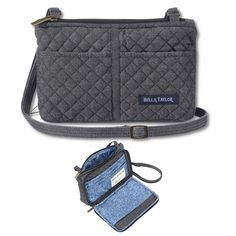 CLASSIC MIDNIGHT NAVY DENIM: A deep, blackish-blue denim exterior is paired with a vintage-inspired blue floral interior. Bags and wallets are lined in a coordinating vintage-inspired ditsy navy floral print. SMALL TRAVEL SIZE PURSE: At 8" wide, 5.5” high, and 2.5" deep, the Essentials is perfect for carrying, well… just the essentials! Despite its small size, this lightweight bag has 2 slip pockets and 1 zippered pocket on the outside to keep you organized.ORGANIZER PURSE WITH BUILT IN WALLET: No need to buy a wallet - there’s one built into this crossbody purse! The zippered wallet section includes 7 card slots, 1 cash/receipt slot, and 1 ID window. The main compartment closes with a zipper to store your phone, keys, tissues, lipstick, and other small items.ADJUSTABLE STRAP: Wear our wom Denim Blue Travel Bag With Cell Phone Pocket, Denim Blue Bags With Cell Phone Pocket, Versatile Wallets For Everyday Use, Everyday Denim Blue Bag With Cell Phone Pocket, Denim Blue Bags With Cell Phone Pocket For Everyday, Denim Blue Bag With Cell Phone Pocket For Everyday, Casual Everyday Wallets With Pockets, Cash Receipt, Organizer Purse