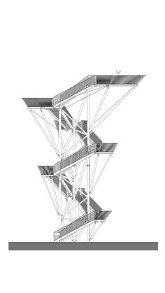 an architectural drawing of a structure with stairs