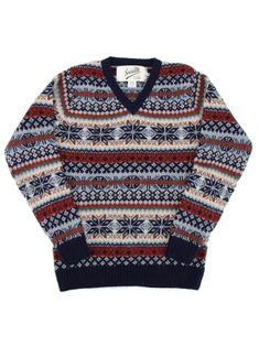 "Designed by us here at Revival Vintage and produced exclusively for our Socialite label by Harley of Scotland, this pure Scottish wool knit jumper is a high-quality and durable investment piece for your vintage wardrobe. Harley were established in 1929 and have an impressive heritage in knitting Fairisle pieces, which makes them the perfect authentic choice for the discerning vintage enthusiast. Each piece is sustainably hand-produced with a zero-waste method, using 100% high-quality Scottish yarns which are sourced and spun locally in Aberdeenshire. The end product is an incredible piece of knitwear featuring carefully realised Fairisle patterns that is sure to keep you warm in colder weather and last for years to come. This particular style is a long-sleeved jumper or sweater in a dark Navy Striped Shirt, Tweed Waistcoat, Men's Knitwear, Collarless Shirt, Sleeveless Jumper, Wool Jumper, Vintage Wardrobe, Quality Hats, Retro Men