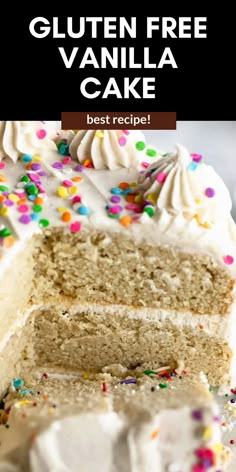 This is the best gluten free vanilla cake recipe. It's moist, tender, easy to make, dairy free friendly and topped with vanilla buttercream frosting. The perfect gluten free birthday cake or dessert. Delicious Vanilla Cake Recipe, Vegan Vanilla Cake, Vegan Peanut Butter Cookies, Dairy Free Treats