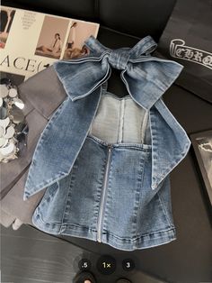 Women's Blue Denim Crop Top Vintage Y2k Summer Camisole 90s Aesthetic Fashion Streetwear 2000s Jean Tank Top, 90s Aesthetic Fashion, Bow Jeans, Streetwear 2000s, Denim Crop Top, Vintage Crop Tops, Y2k Summer, Mood Board Fashion