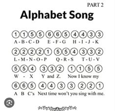 the alphabet song is shown in black and white