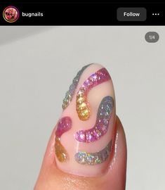 Nail Asthetic, Funny Nails, Gummy Worm, Nails Korean, Nail Design Glitter, Funky Nails