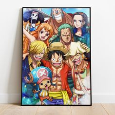 one piece characters with their arms around each other in front of an image of the same character