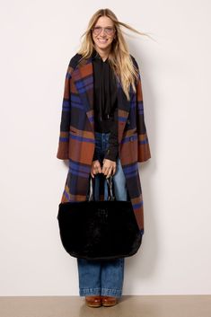 A gorgeous plaid pattern adorns this longline coat by Avec Les Filles, featuring a double-breasted button closure, front pockets, and raglan sleeves. Finished with a relaxed fit and a hint of wool, it will be your favorite layer of the season. Layering For Winter, Plaid Wool Coat, Xmas List, Longline Coat, Classic Trench Coat, Brand Style Guide, Fashion Lookbook, Tee Dress, French Fashion