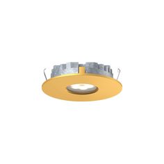 a dim downlight that is on a white background with no lighting in the room