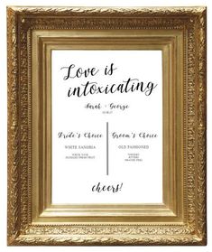 an ornate gold frame with the words love is invogating