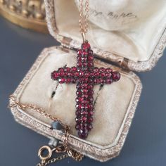 Antique pendant, tombac cross set with old-cut Bohemian garnets.  Beautiful and rare Victorian piece, 19th century European work.  Sold without chain.  Dimensions without bail: approx. 4 x 3 cm / 1,57" x 1,2" Very good antique condition. I'm happy to combine shipping costs if you buy more than one item. Import duties, taxes, and charges are not included in the item price or shipping cost. These charges are the buyer's responsibility. Please check with your country's customs office to determine w Victorian Garnet Necklace, Antique Pendant Cross Necklace As Gift, Antique Cross Pendant Necklace For Formal Occasions, Victorian Hallmarked Cross Pendant Jewelry, Antique Cross Pendant Necklace As Gift, Victorian Cross Necklace For Formal Occasion, Antique Cross Pendant Necklace For Gift, Antique Cross Jewelry For Formal Occasions, Antique Cross Necklace For Gift