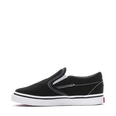 Treat your itty-bitty to a pair of the Vans Classic Slip-On shoes. These Classic Slip-on sneakers feature a padded collar and cushioned outsole, so your little one stays comfortable while they're taking on the world. No hassle laces, plus a comfortable slip-on shoe, equals a delighted babe. Durable canvas upper. Slip-on style with elastic side accents. Padded collar and outsole for cushioning. Sporty Vans Slip-ons With Rubber Sole, Slip-on Vans Sneakers, Slip-on Sneakers By Vans, Vans Sporty Low-top Slip-ons, Sporty Vans Low-top Slip-ons, Sporty Low-top Vans Slip-ons, Sporty Vans Slip-ons, Sporty Non-slip Sneakers For Skateboarding, Sporty Non-slip Slip-on Skate Shoes