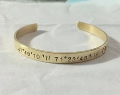 Custom coordinates jewelry Custom by CoordinatesBracelets on Etsy Anniversary Gifts Handmade, Personalized Gifts For Boyfriend, Personalized Cuff Bracelets, Customized Bracelets, Bracelet Couples, Secret Bracelet, Boyfriend Boyfriend, Coordinates Gift