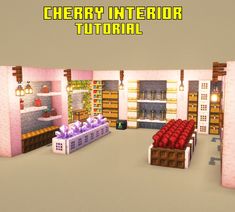 an image of a room that is in the minecraft style with lots of furniture