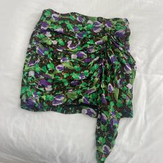 Nwt Skirt From Zara Chic Purple Bottoms With Floral Print, Casual Purple Skirt For Night Out, Zara Multicolor Party Bottoms, Spring Party Skirt In Purple, Purple Party Skort For Spring, Purple Party Skirt For Spring, Zara Flowy Mini Skirt For Party, Casual Purple Mini Skirt For Party, Purple Skirt For Night Out In Spring