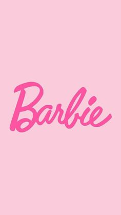 the word barbie on a pink background